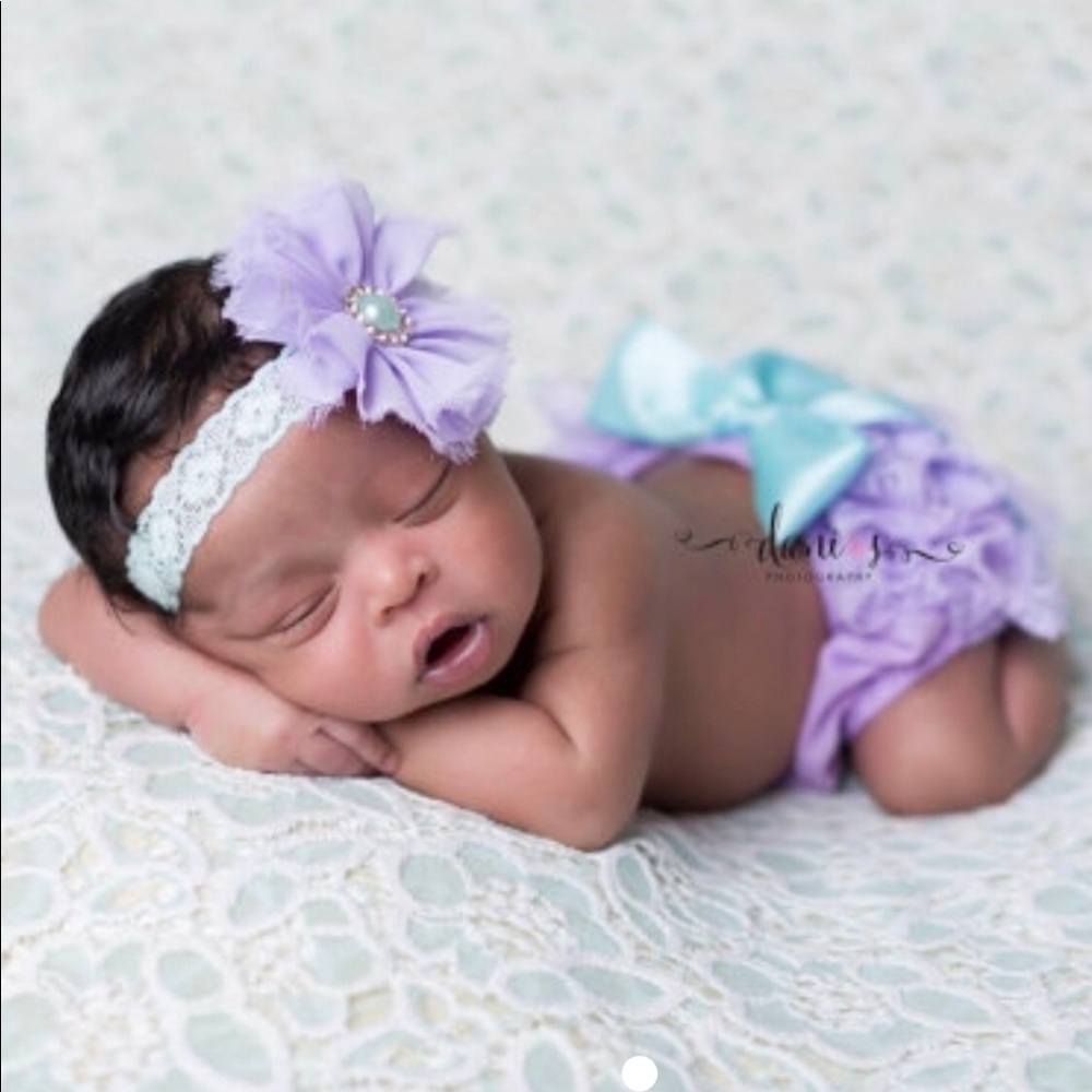 Purple&blue infant hand band and bottoms two piece